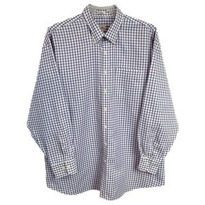 Peter Millar Nanotech Easycare Cotton Shirt 2X Plaid Button Down Blue White